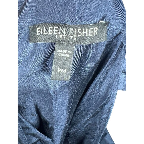 Eileen Fisher‎ Blue 100% Silk Tiered Sleeveless Maxi Dress Womens Petite Medium - Picture 13 of 16